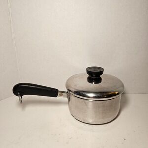 MCM Revere Ware 1 QT Saucepan with Lid Stainless Steel 99d Made in USA Retro